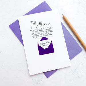 My Husband Birthday Card, Husband Birthday Card, For Husband, Birthday card for her, Personalised Husband Card, Sentimental Birthday card