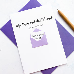 Mum and Best Friend Mother's Day Card, Mother's Day UK, Mothering Sunday Card, Card for Mum, Card for Grandma, Personalised Mothers Day Card