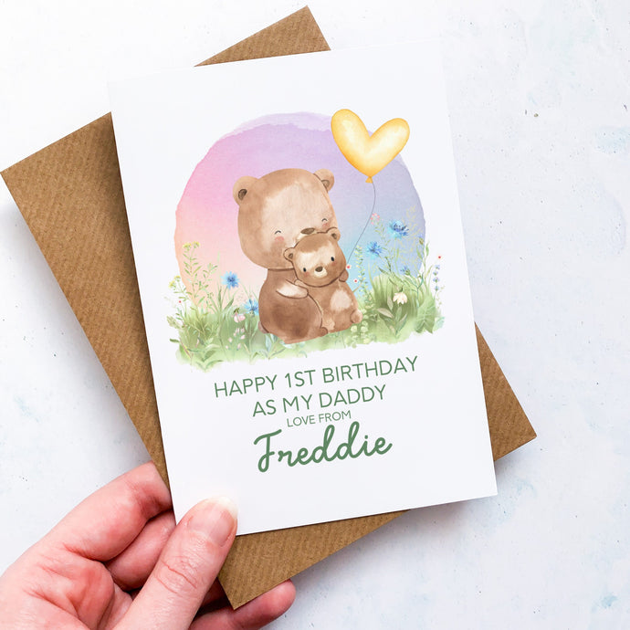 Personalised 1st Birthday As A Daddy Card, Card For Dad, Card For Grandad, Baby Card, New Dad Birthday Card, New Grandad Card, Cute Bears