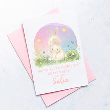 Load image into Gallery viewer, Personalised 1st Father&#39;s Day As Daddy Card, First Father&#39;s Day, From Daughter, As Grandad, As Grandpa, Cute Bunny, Handmade Card, For Daddy