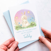 Load image into Gallery viewer, Personalised 1st Father&#39;s Day As Daddy Card, First Father&#39;s Day, From Son, As Grandad, As Grandpa, Cute Bunny, Handmade Card, For My Daddy