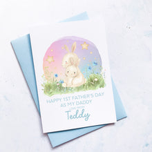 Load image into Gallery viewer, Personalised 1st Father&#39;s Day As Daddy Card, First Father&#39;s Day, From Son, As Grandad, As Grandpa, Cute Bunny, Handmade Card, For My Daddy