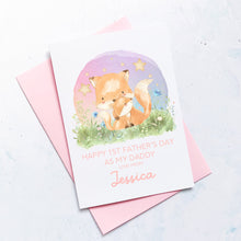 Load image into Gallery viewer, Personalised 1st Father&#39;s Day As Daddy Card, First Father&#39;s Day, From Daughter, As Grandad, As Grandpa, Cute Fox, Handmade Card, For Daddy