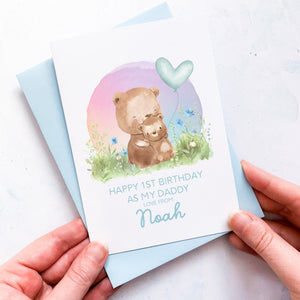 Personalised 1st Birthday As A Daddy Card, Card For Dad, Card For Grandad, From Boy, New Dad Birthday Card, New Grandad Card, Cute Bears