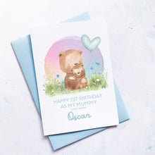 Load image into Gallery viewer, Personalised 1st Birthday As A Mummy Card, Card For Mum, Card For Grandma, From Boy, New Mum Birthday Card, New Grandma Card, Cute Bears