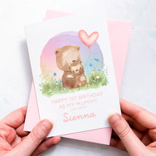 Load image into Gallery viewer, Personalised 1st Birthday As A Mummy Card, Card For Mum, Card For Grandma, From Girl, New Mum Birthday Card, New Grandma Card, Cute Bears