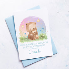 Load image into Gallery viewer, Be My Godmother Proposal Card, Godparents Proposal, God parents proposal Card, Be my Godmother card, be my godfather, From Baby Boy, Bears