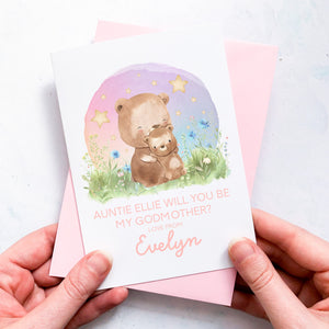 Be My Godmother Proposal Card, Godparents Proposal, God parents proposal Card, Be my Godmother card, be my godfather, From Baby Girl, Bears