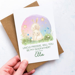 Be My Godfather Proposal Card, Godparents Proposal, God parents proposal Card, Be my Godmother card, be my godfather, From Baby, Bunnies