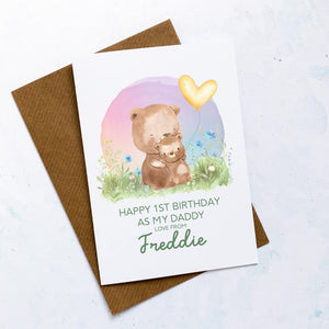 Personalised 1st Birthday As A Daddy Card, Card For Dad, Card For Grandad, Baby Card, New Dad Birthday Card, New Grandad Card, Cute Bears