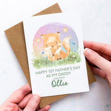 Load image into Gallery viewer, Personalised 1st Father&#39;s Day As Daddy Card, First Father&#39;s Day, From Baby, As Grandad, As Grandpa, Cute Bunny, Handmade Card, For My Daddy