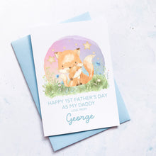 Load image into Gallery viewer, Personalised 1st Father&#39;s Day As Daddy Card, First Father&#39;s Day, From Son, As Grandad, As Grandpa, Cute Fox, Handmade Card, For My Daddy