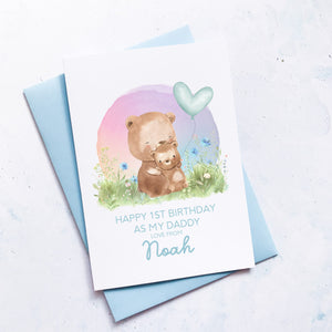 Personalised 1st Birthday As A Daddy Card, Card For Dad, Card For Grandad, From Boy, New Dad Birthday Card, New Grandad Card, Cute Bears