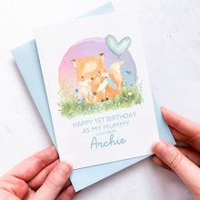 Load image into Gallery viewer, Personalised 1st Birthday As A Mummy Card, Card For Mum, Card For Grandma, From Boy, New Mum Birthday Card, New Grandma Card, Cute Foxes