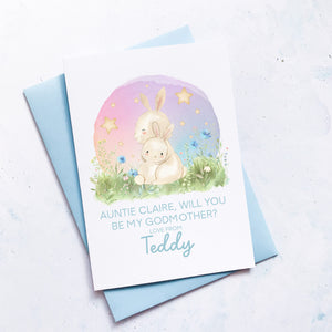 Be My Godmother Proposal Card, Godparents Proposal, God parents proposal Card, Be my Godmother card, be my godfather, From Baby Boy, Bunnies