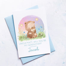 Load image into Gallery viewer, Be My Godfather Proposal Card, Godparents Proposal, God parents proposal Card, Be my Godmother card, be my godfather, From Baby Boy, Bears