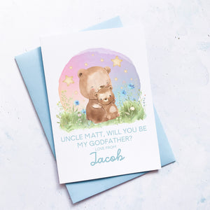 Be My Godfather Proposal Card, Godparents Proposal, God parents proposal Card, Be my Godmother card, be my godfather, From Baby Boy, Bears