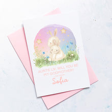 Load image into Gallery viewer, Be My Godmother Proposal Card, Godparents Proposal, God parents proposal Card, Be my Godmother card, be my godfather, From Baby Girl, Bunny