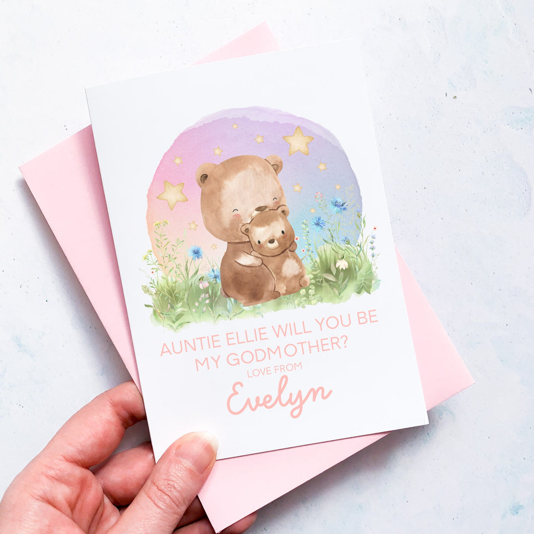 Be My Godmother Proposal Card, Godparents Proposal, God parents proposal Card, Be my Godmother card, be my godfather, From Baby Girl, Bears