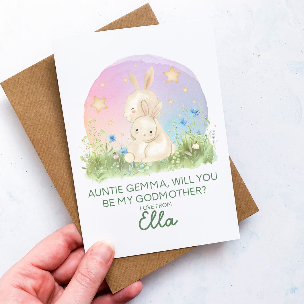 Be My Godmother Proposal Card, Godparents Proposal, God parents proposal Card, Be my Godmother card, be my godfather, From Baby, Bunny