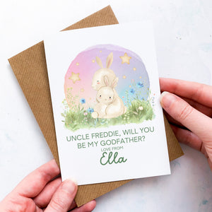 Be My Godfather Proposal Card, Godparents Proposal, God parents proposal Card, Be my Godmother card, be my godfather, From Baby, Bunnies