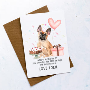 Personalised French Bulldog Birthday Card, Frenchie Pet Keepsake, From The Dog, From Pets, Pet Lover Gift, Pet Parent, Dog Lover, From Dogs