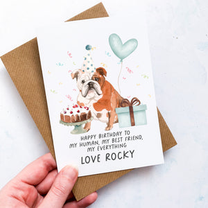 Personalised Bulldog Birthday Card, English Bulldog Pet Keepsake, From The Dog, From Pets, Pet Lover Gift, Pet Parent, Dog Lover, From Dogs