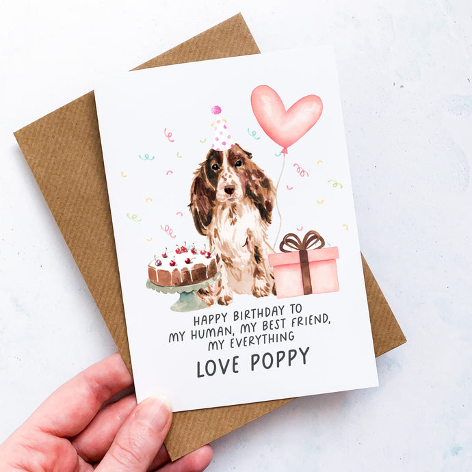 Personalised Cocker Spaniel Birthday Card, Cocker Spaniel Pet Keepsake, From The Dog, From Pets, Pet Lover Gift, Pet Parent, Gift From Dogs
