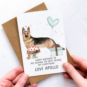 Personalised German Shepherd Birthday Card, German Shepherd Pet Keepsake, From The Dog, From Pets, Pet Lover Gift, Pet Parent, Dog Lover