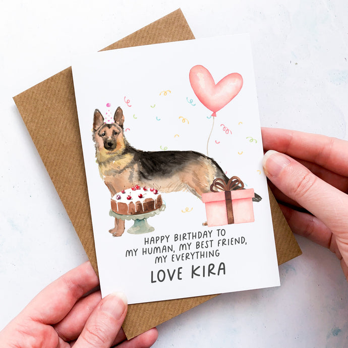 Personalised German Shepherd Birthday Card, German Shepherd Pet Keepsake, From The Dog, From Pets, Pet Lover Gift, Pet Parent, Dog Lover