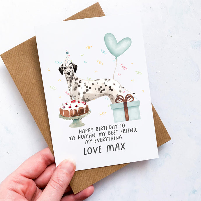 Personalised Dalmatian Card, Dalmatian Pet Keepsake, From The Dog, From Pets, Pet Lover Gift, Pet Parent, Dog Lover