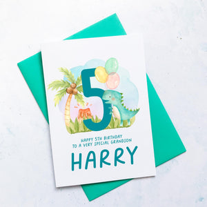 Personalised 5th Birthday Card, Card for Grandson, Children's Birthday Card, Card For Boy, Card For Girl, Fifth Birthday Gift, For Him