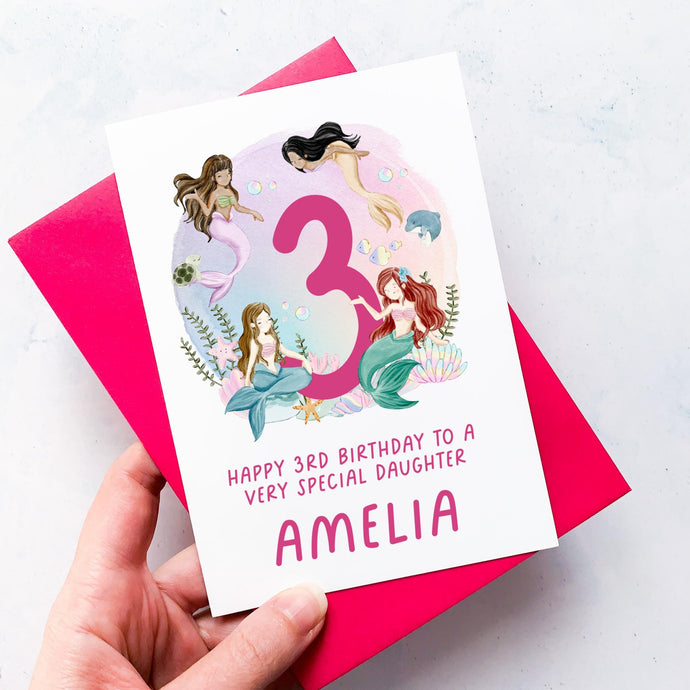 Personalised 3rd Birthday Card, Card for Granddaughter, Children's Birthday Card, Card For Girl, Third Birthday Gift, For Him, Card For Boy