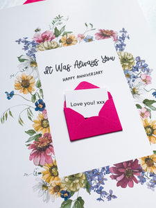 Always You Floral Anniversary Card, Husband Anniversary Card, Boyfriend Anniversary Card, Card for Wife, Special Date, Personalised, Large