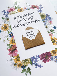 On Our 1st Anniversary Personalised Card, To My Husband, To My Wife, Boyfriend Anniversary Card, For Girlfriend, Special Date, Personalised