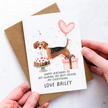 Load image into Gallery viewer, Personalised Beagle Birthday Card, Beagle Pet Keepsake, From The Dog, From Pets, Pet Lover Gift, Pet Parent, Dog Lover