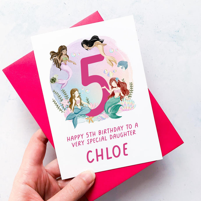 Personalised 5th Birthday Card, Card for Granddaughter, Children's Birthday Card, Card For Boy, Card For Girl, Fifth Birthday Gift, For Her