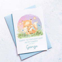 Load image into Gallery viewer, Personalised 1st Father&#39;s Day As Daddy Card, First Father&#39;s Day, From Son, As Grandad, As Grandpa, Cute Fox, Handmade Card, For My Daddy