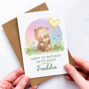 Personalised 1st Birthday As A Daddy Card, Card For Dad, Card For Grandad, Baby Card, New Dad Birthday Card, New Grandad Card, Cute Bears