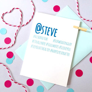 Hashtag Wedding Card – Personalised Wedding Anniversary Card – Card for Husband/Wife - Social Media Card - Instagram Card - Twitter Card