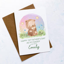 Load image into Gallery viewer, Personalised 1st Father&#39;s Day As Daddy Card, First Father&#39;s Day, From Baby, As Grandad, As Grandpa, Cute Bear, Handmade Card, For My Daddy