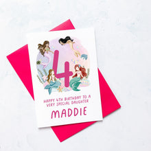 Load image into Gallery viewer, Personalised 4th Birthday Card, Card for Granddaughter, Children&#39;s Birthday Card, Card For Boy, Card For Girl, Fourth Birthday Gift, For Her