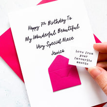Load image into Gallery viewer, My Very Special Niece Birthday Card, Niece Birthday Card, Female Birthday Card, Birthday card for her, Personalised Card, For Her