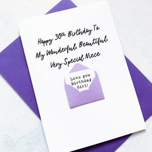 Very Special Niece Birthday Card, Niece Birthday Card, Female Birthday Card, Birthday card for her, Personalised Card, For Her
