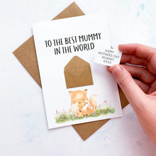 Load image into Gallery viewer, Best Mummy Mother&#39;s Day Card, Personalised Mother&#39;s Day Card, Card for Mum to be, Mother&#39;s Day UK, Mummy on Mother&#39;s Day, Mummy and Baby Fox