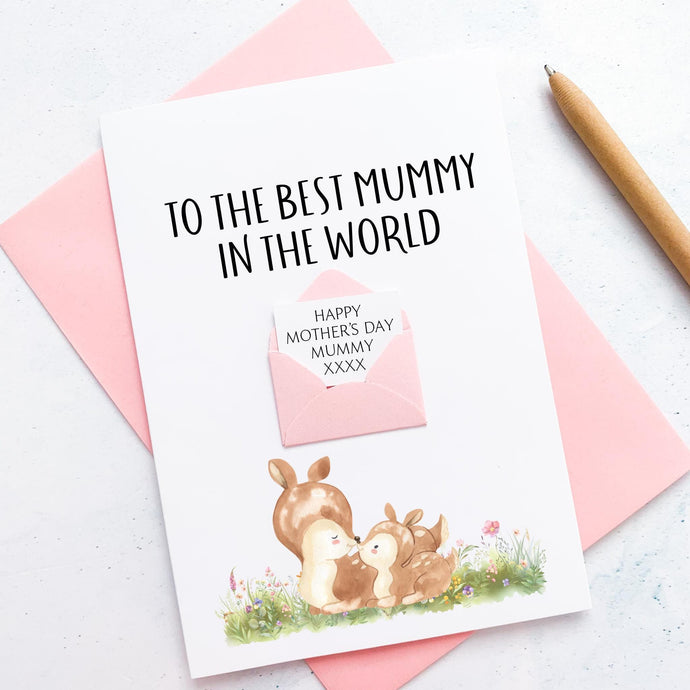Best Mummy Mother's Day Card, Personalised Keepsake Card, Card for Mum to be, Mother's Day UK, Mummy on Mother's Day, Mummy and Baby Deer