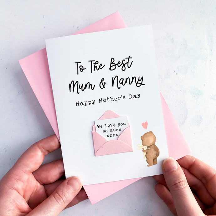 Cute Best Mum & Nanny Mother's Day Card, Personalised Mother's Day Card, Card for Mum to be, Mother's Day UK, Mummy on Mother's Day