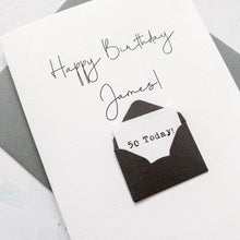 Load image into Gallery viewer, Personalised Any Name cute birthday card handmade card 3D Card printed with message 50th birthday card 50 years old husband birthday birthday for husband male birthday card 50th husband card 50th birthday