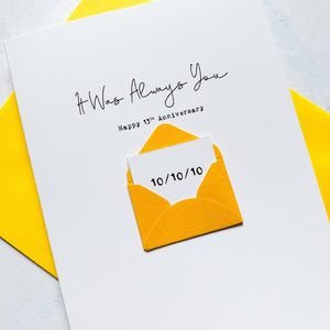 Always You 13th Anniversary Card, Husband Anniversary Card, Boyfriend Anniversary Card, Anniversary card for Wife, Special Date Personalised
