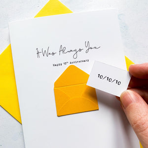 Always You 13th Anniversary Card, Husband Anniversary Card, Boyfriend Anniversary Card, Anniversary card for Wife, Special Date Personalised